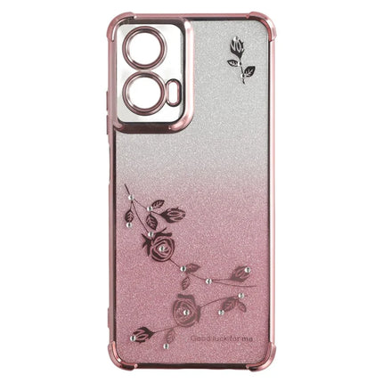 KADEM For Motorola Moto G35 5G Case Ring Kickstand TPU Flowers Phone Cover Gradient Glitter