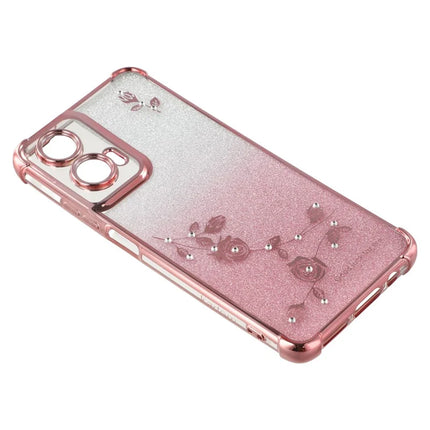 KADEM For Motorola Moto G35 5G Case Ring Kickstand TPU Flowers Phone Cover Gradient Glitter