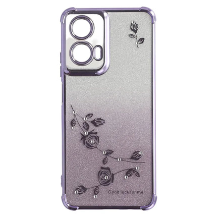KADEM For Motorola Moto G35 5G Case Ring Kickstand TPU Flowers Phone Cover Gradient Glitter