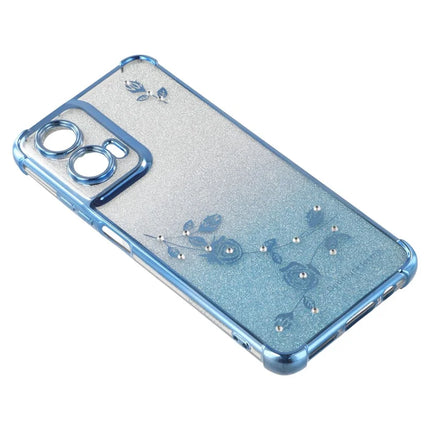 KADEM For Motorola Moto G35 5G Case Ring Kickstand TPU Flowers Phone Cover Gradient Glitter