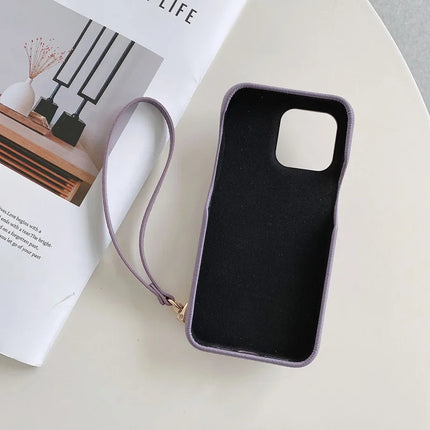For iPhone 16 Pro Max Case Card Slots Kickstand PU Leather Back Cover with Zipper Pocket, Wrist Strap