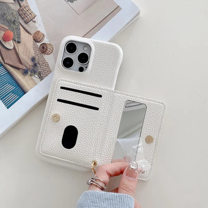 For iPhone 16 Pro Max Case Card Slots Kickstand PU Leather Back Cover with Zipper Pocket, Wrist Strap