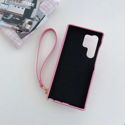 For Samsung Galaxy S23 Ultra Case Card Slots Kickstand PU Leather Back Cover with Zipper Pocket, Wrist Strap