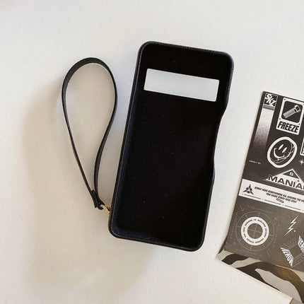For Google Pixel 8a Case Card Slots Kickstand PU Leather Back Cover with Zipper Pocket, Wrist Strap