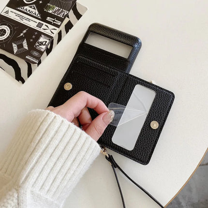For Google Pixel 8a Case Card Slots Kickstand PU Leather Back Cover with Zipper Pocket, Wrist Strap