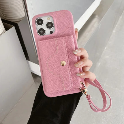 ShopCaseCart Premium Stylish iPhone 15 Pro Protective cover Mirror Design PU Leather Back Guard with Card Slots, Wrist Strap