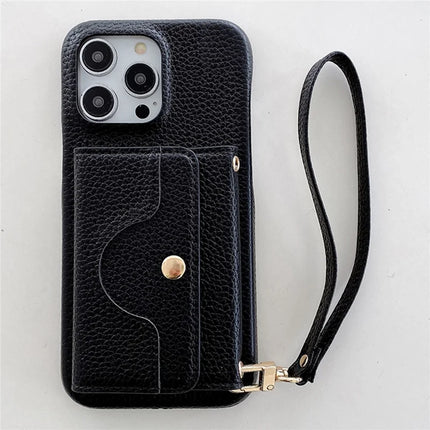 ShopCaseCart Premium Stylish iPhone 15 Pro Protective cover Mirror Design PU Leather Back Guard with Card Slots, Wrist Strap