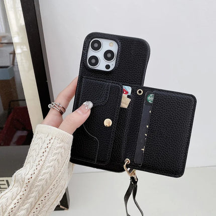 ShopCaseCart Premium Stylish iPhone 15 Pro Protective cover Mirror Design PU Leather Back Guard with Card Slots, Wrist Strap
