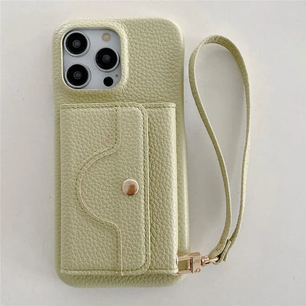 ShopCaseCart Premium Stylish iPhone 15 Pro Protective cover Mirror Design PU Leather Back Guard with Card Slots, Wrist Strap