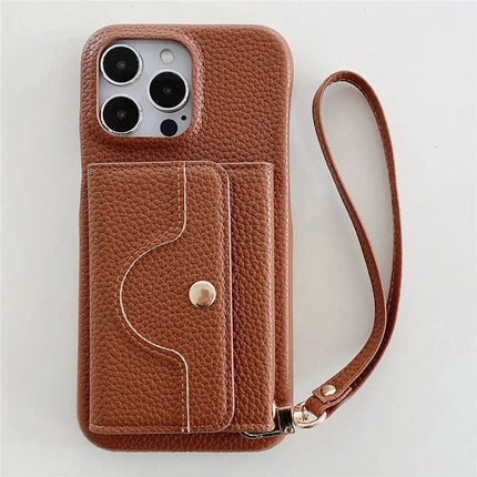 ShopCaseCart Premium Stylish iPhone 15 Pro Protective cover Mirror Design PU Leather Back Guard with Card Slots, Wrist Strap