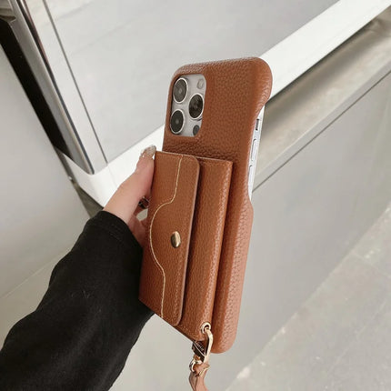 ShopCaseCart Premium Stylish iPhone 15 Pro Protective cover Mirror Design PU Leather Back Guard with Card Slots, Wrist Strap