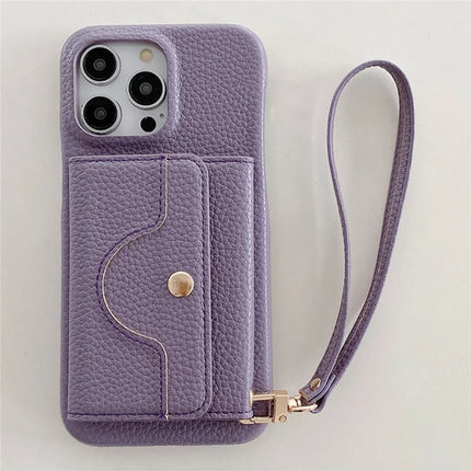 ShopCaseCart Premium Stylish iPhone 15 Pro Protective cover Mirror Design PU Leather Back Guard with Card Slots, Wrist Strap