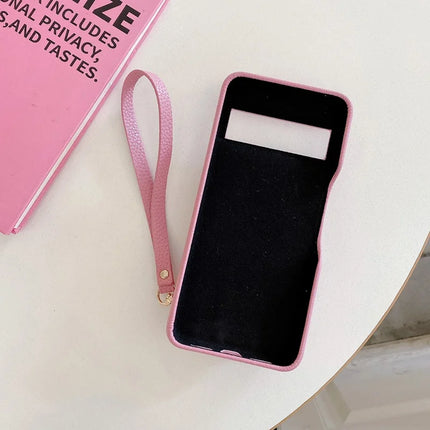 For Google Pixel 8 Case Mirror Design PU Leather Back Cover with Card Slots, Wrist Strap