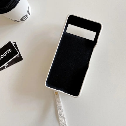 For Google Pixel 8 Case Mirror Design PU Leather Back Cover with Card Slots, Wrist Strap