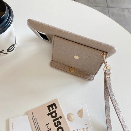 For Google Pixel 8 Case Mirror Design PU Leather Back Cover with Card Slots, Wrist Strap