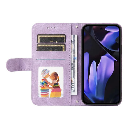 For Google Pixel 9a Wallet Case Skin Touch Leather Phone Cover Tree Pattern Hardware