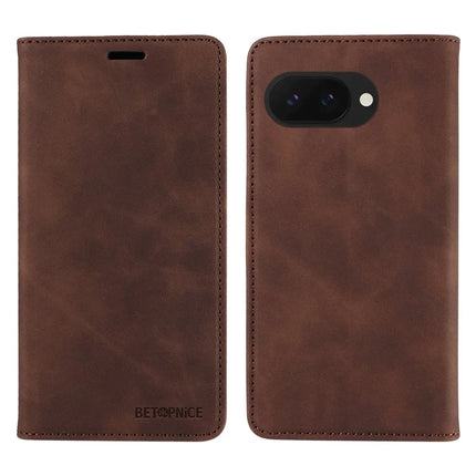 BETOPNICE 003 For Google Pixel 9a Wallet Case Leather Phone Cover with Stand - Brown
