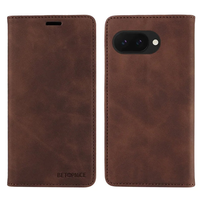 BETOPNICE 003 For Google Pixel 9a Wallet Case Leather Phone Cover with Stand - Brown