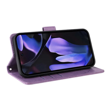 For Google Pixel 9a Leather Case Butterfly Floral Imprint Wallet Stand Cover