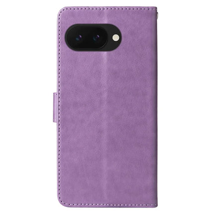 For Google Pixel 9a Leather Case Butterfly Floral Imprint Wallet Stand Cover