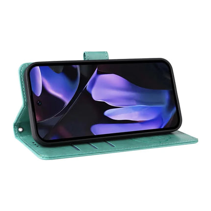 For Google Pixel 9a Leather Case Butterfly Floral Imprint Wallet Stand Cover