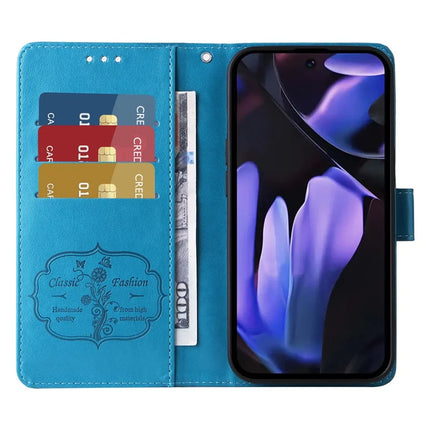 For Google Pixel 9a Leather Case Butterfly Floral Imprint Wallet Stand Cover