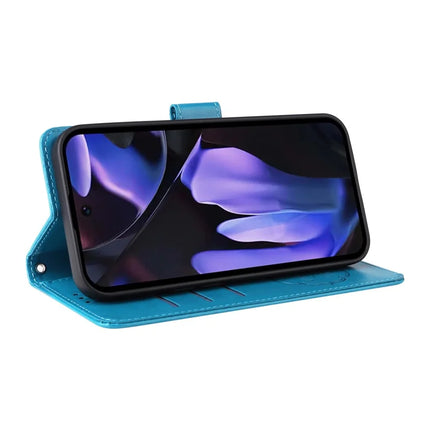 For Google Pixel 9a Leather Case Butterfly Floral Imprint Wallet Stand Cover