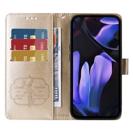 For Google Pixel 9a Leather Case Butterfly Floral Imprint Wallet Stand Cover