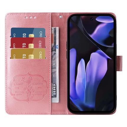 For Google Pixel 9a Leather Case Butterfly Floral Imprint Wallet Stand Cover
