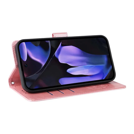 For Google Pixel 9a Leather Case Butterfly Floral Imprint Wallet Stand Cover