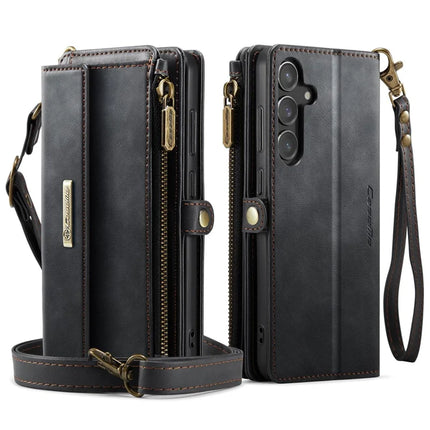 For Samsung Galaxy S23 FE Case CASEME C39 RFID Blocking Zipper Wallet Stand Leather Cover with Strap