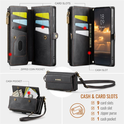 For Samsung Galaxy S23 FE Case CASEME C39 RFID Blocking Zipper Wallet Stand Leather Cover with Strap