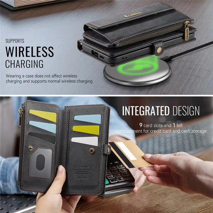 For Samsung Galaxy S23 FE Case CASEME C39 RFID Blocking Zipper Wallet Stand Leather Cover with Strap