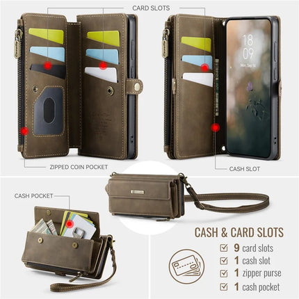 For Samsung Galaxy S23 FE Case CASEME C39 RFID Blocking Zipper Wallet Stand Leather Cover with Strap