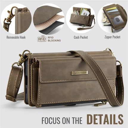 For Samsung Galaxy S23 FE Case CASEME C39 RFID Blocking Zipper Wallet Stand Leather Cover with Strap