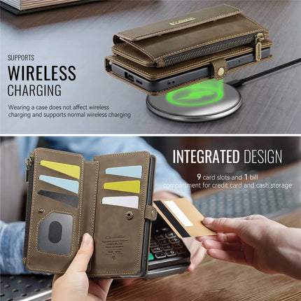 For Samsung Galaxy S23 FE Case CASEME C39 RFID Blocking Zipper Wallet Stand Leather Cover with Strap
