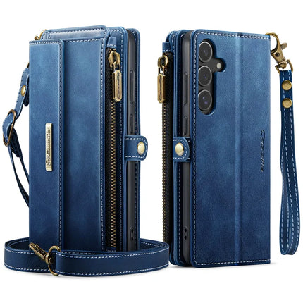 For Samsung Galaxy S23 FE Case CASEME C39 RFID Blocking Zipper Wallet Stand Leather Cover with Strap