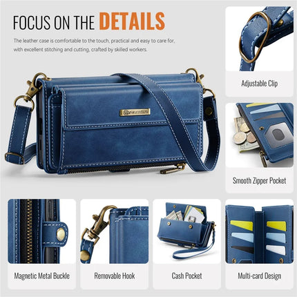 For Samsung Galaxy S23 FE Case CASEME C39 RFID Blocking Zipper Wallet Stand Leather Cover with Strap