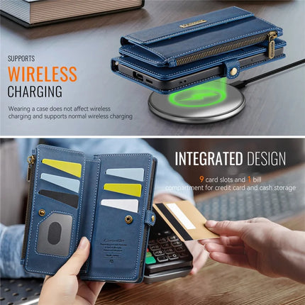 For Samsung Galaxy S23 FE Case CASEME C39 RFID Blocking Zipper Wallet Stand Leather Cover with Strap