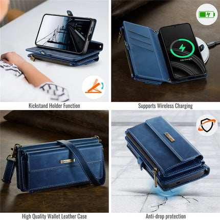 For Samsung Galaxy S23 FE Case CASEME C39 RFID Blocking Zipper Wallet Stand Leather Cover with Strap