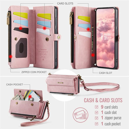 For Samsung Galaxy S23 FE Case CASEME C39 RFID Blocking Zipper Wallet Stand Leather Cover with Strap
