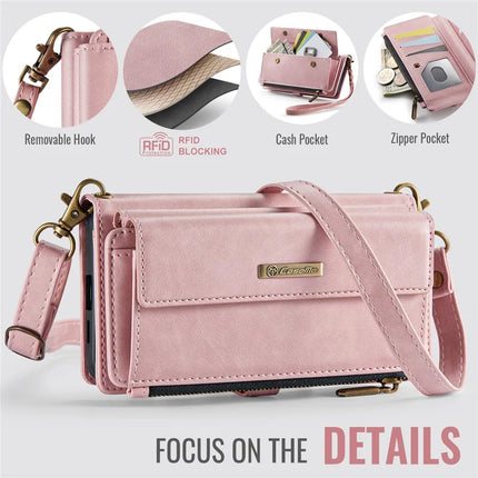 For Samsung Galaxy S23 FE Case CASEME C39 RFID Blocking Zipper Wallet Stand Leather Cover with Strap