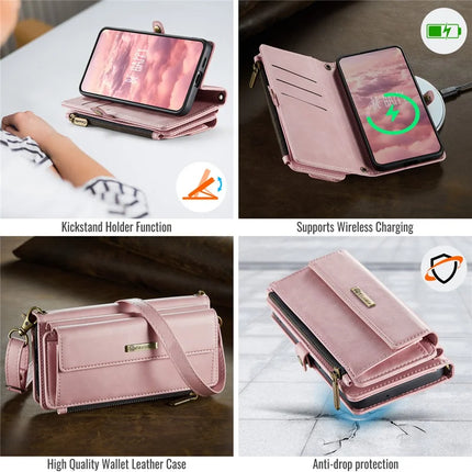 For Samsung Galaxy S23 FE Case CASEME C39 RFID Blocking Zipper Wallet Stand Leather Cover with Strap