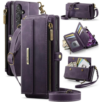 For Samsung Galaxy S23 FE Case CASEME C39 RFID Blocking Zipper Wallet Stand Leather Cover with Strap - Purple