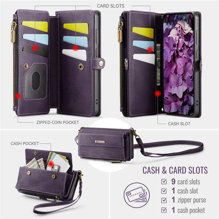 For Samsung Galaxy S23 FE Case CASEME C39 RFID Blocking Zipper Wallet Stand Leather Cover with Strap