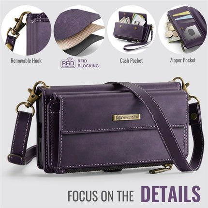 For Samsung Galaxy S23 FE Case CASEME C39 RFID Blocking Zipper Wallet Stand Leather Cover with Strap