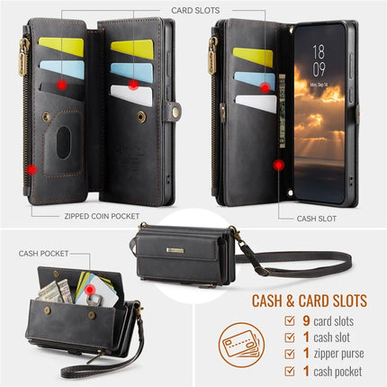 For Samsung Galaxy S23 Case CASEME C39 RFID Blocking Zipper Wallet Stand Leather Cover with Strap