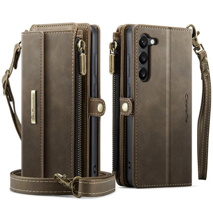 For Samsung Galaxy S23 Case CASEME C39 RFID Blocking Zipper Wallet Stand Leather Cover with Strap