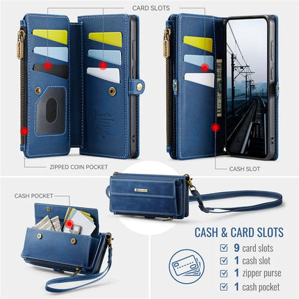 For Samsung Galaxy S23 Case CASEME C39 RFID Blocking Zipper Wallet Stand Leather Cover with Strap