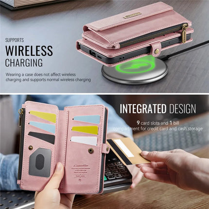 For Samsung Galaxy S23 Case CASEME C39 RFID Blocking Zipper Wallet Stand Leather Cover with Strap